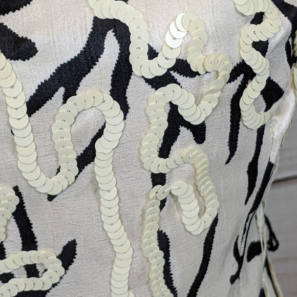 ANTHRO MOULINETTE SOEURS Sequin Cream/Black Dress - Picture 8 of 15